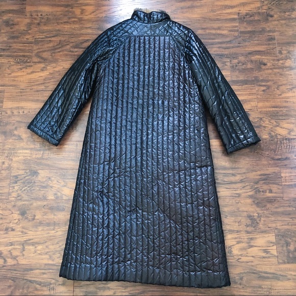 SOLD vintage • 80s Furrrina quilted long coat black brown faux fur puffer maxi - Picture 11 of 13